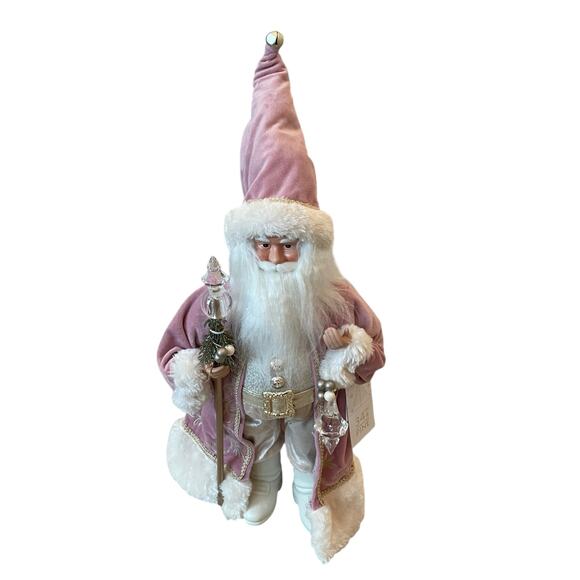 34th & Pine 23" Pink Velvet Santa w/ Crystal Ornaments Christmas Holiday New - Picture 11 of 16